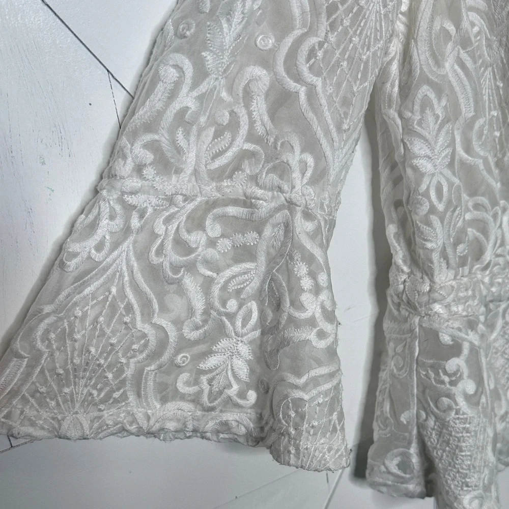 INC International Concepts White Lace Open-Front Blazer - Picture 5 of 9